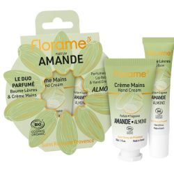 Florame Coffret-Cadeau Amande Duo de soins délicieusement parfumés pour les mains et les lèvres