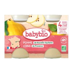Babybio Petit pot Pomme de Nouvelle-Aquitaine Coing de Provence 2 x 130 g