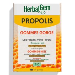 HerbalGem Gommes Propolis Large Spectre Bio 24 Gommes