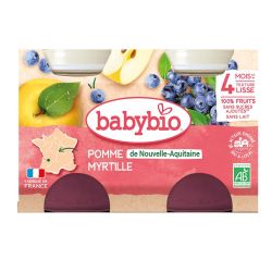 Babybio Pomme de Nouvelle-Aquitaine & Myrtille 2 x 130 g