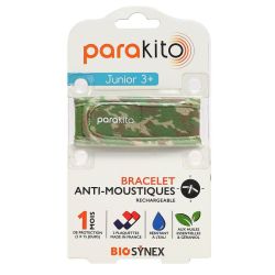 Bracelet anti-moustiques rechargeable Junior +3 ans Camouflage avec 2 recharges