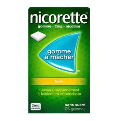 Nicorette 2mg Fruits Sans Sucre 105 gommes