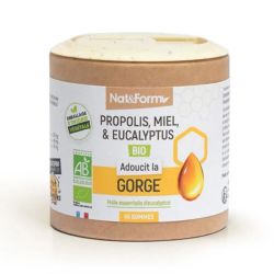 Nat&Form Propolis, miel & eucalyptus bio adoucit la gorge 45 gommes