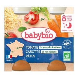 Babybio Tomate de Nouvelle-Aquitaine Carotte de nos régions Pâtes 2 x 200g