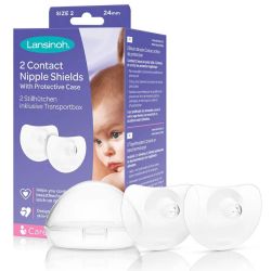 Lansinoh 2 bouts de sein contact Taille 2 - 24mm + étui