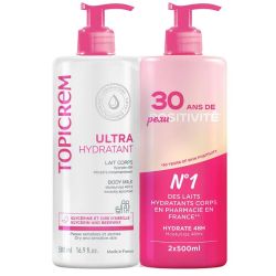 Topicrem Ultra-Hydratant Lait Corps Peaux Sensibles Et Seches 2 x 500 ml