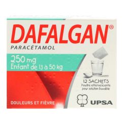 Dafalgan 250mg pour enfants 13 à 50kg 12 sachets