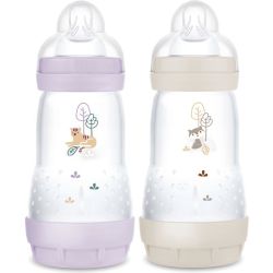 Mam Lot de 2 biberon Easy Start anti colique Lilas et Sable 2 x 260 ml