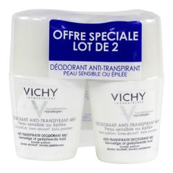 Déodorant à bille 48h anti-transpirant peau sensible ou épilée 2x50ml