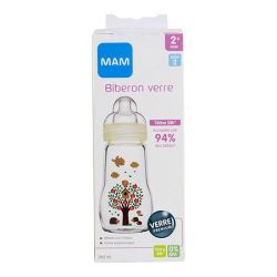 Biberon verre +2 mois 260ml-blanc