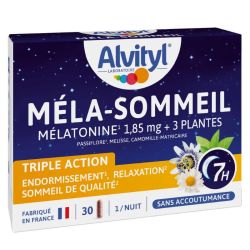 Alvityl méla-sommeil mélatonine 1.85mg + 3 plantes 30 gélules