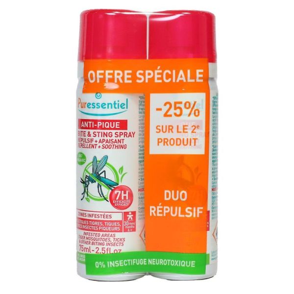 Anti pique spray répulsif et apaisant 2x75ml