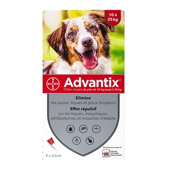 Advantix chien moyen 10-25kg 4 pipettes