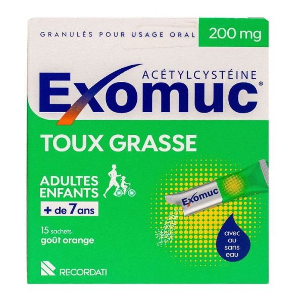 Exomuc toux grasse 15 sachets (avec ou sans eau)