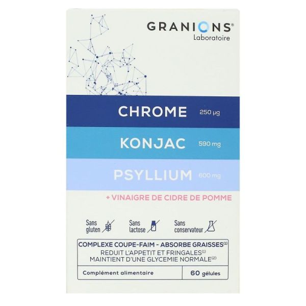 Complexe coupe-faim Konjac Chrome Psyllium 60 comprimés