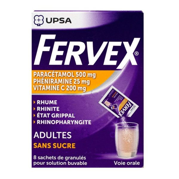 Fervex 8 sachets de granulés sans sucre adulte