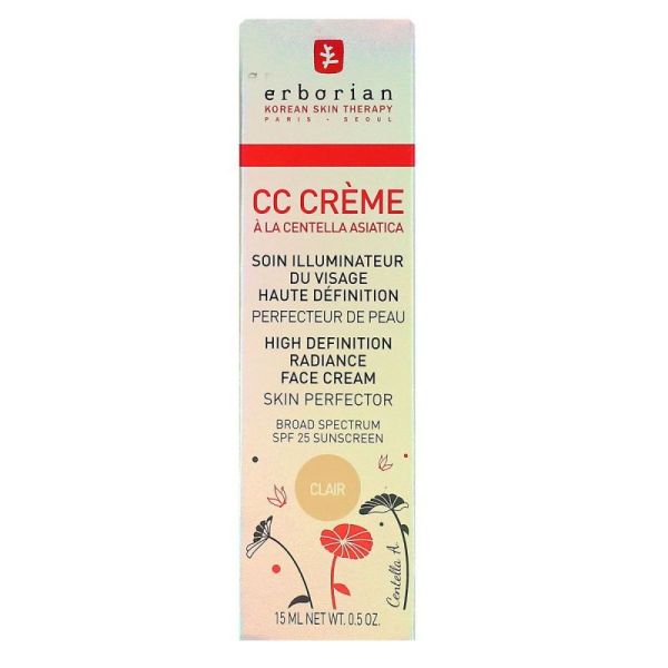 CC crème Centella asiatica soin illuminateur visage SPF25 teinte claire 15ml