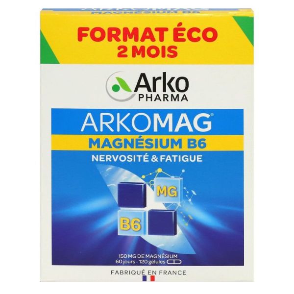 Arkomag magnésium B6 nervosité fatigue 120 gélules