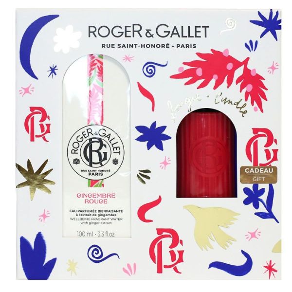 Coffret Gingembre rouge eau parfumée 100ml + bougie 75g offerte