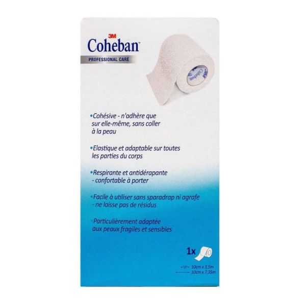 Bande de contention cohésive Coheban 3,5mx10cm (blanc)