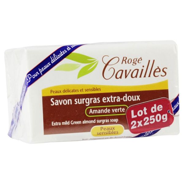 Savon surgras extra-doux amande verte 2x250g