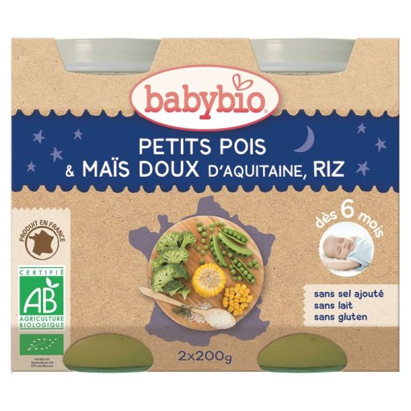 Petit pot Bonne Nuit Petits Pois Maïs Riz 2x200g