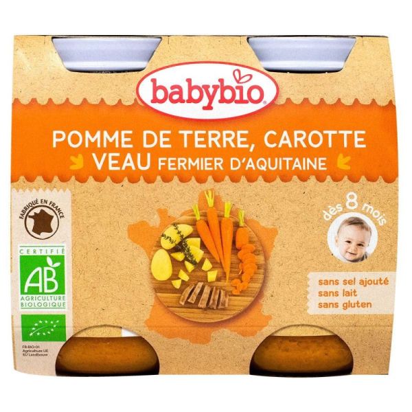 Petit pot menu pomme de terre carotte & veau 2x200g