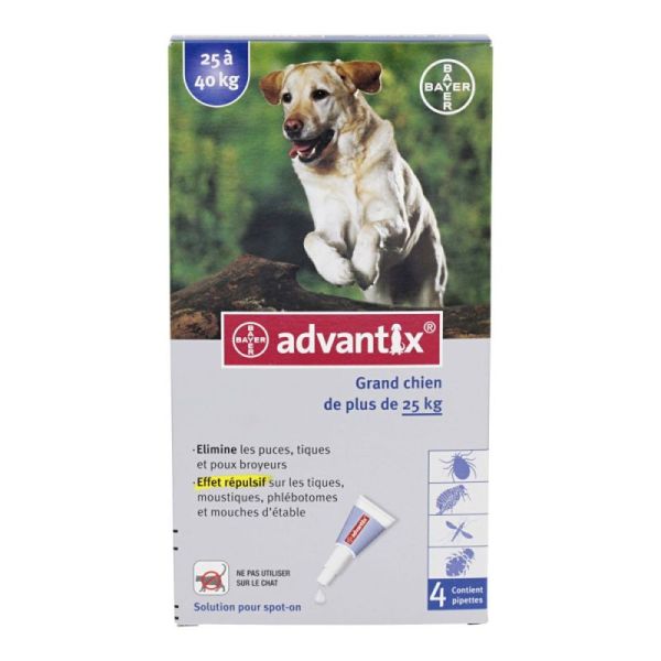 Advantix grand chien 25-40kg 4 pipettes