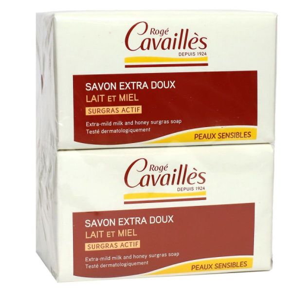 Savon surgras extra-doux lait & miel 4x250g