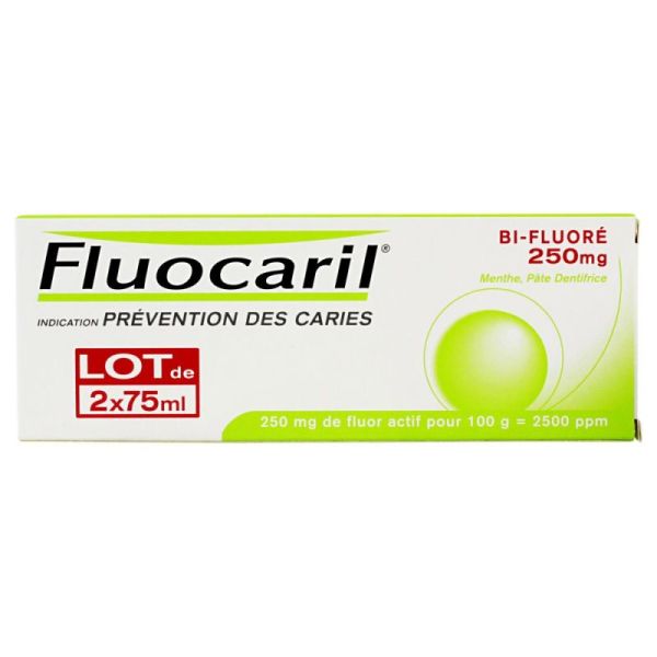 Dentifrice bi-fluoré pâte menthe 2x75ml