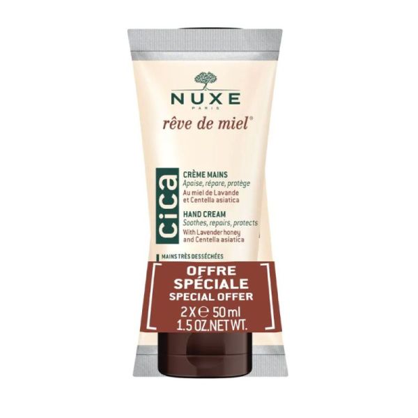 Rêve de miel crème mains CICA peaux sèches et abîmées 2x50ml