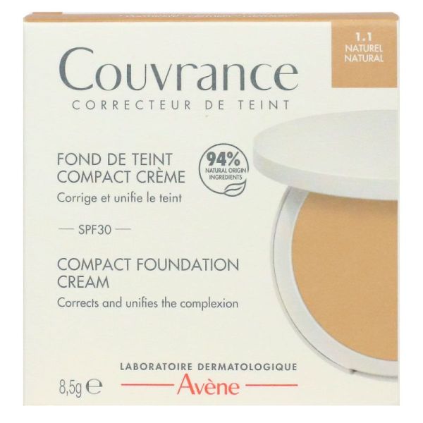 Couvrance fond de teint compact crème SPF30 1.1 naturel 8,5g