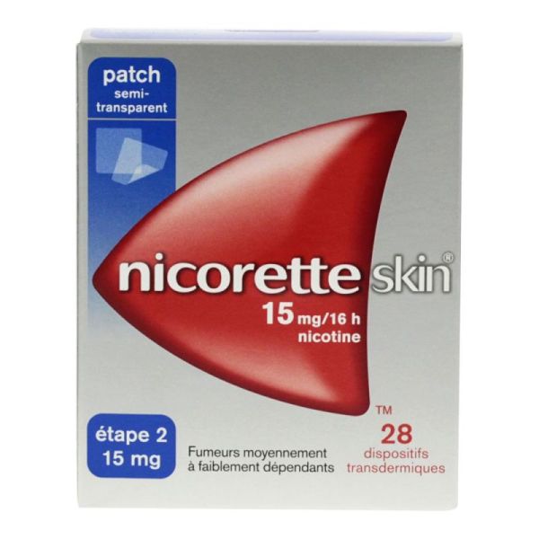 NicoretteSkin Etape 2 15mg/16 heures 28 patchs