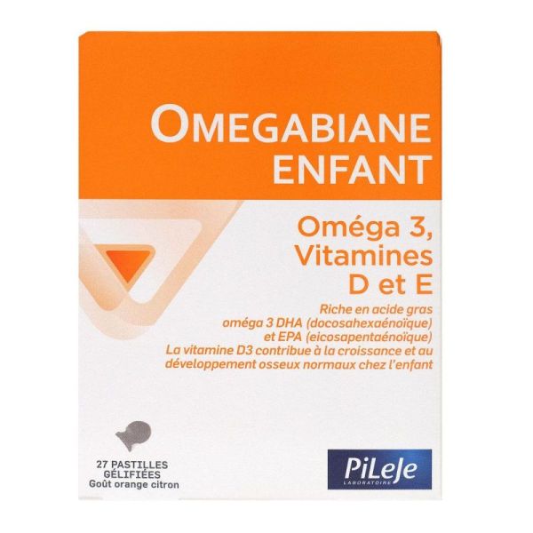 Omegabiane enfant Oméga 3 vitamines D et E 27 pastilles