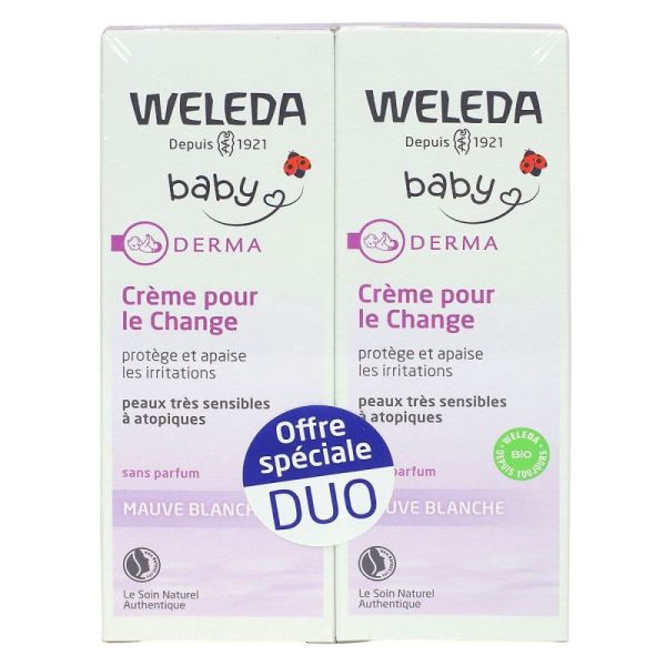 Bébé crème pour le change mauve blanche 2x75ml