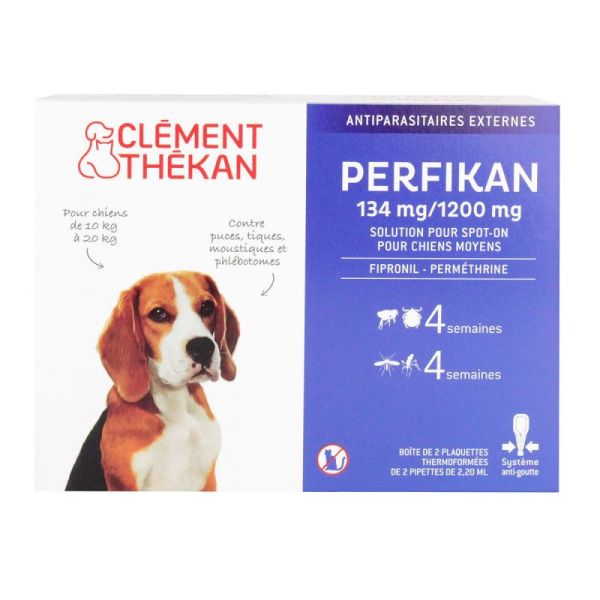 4 pipettes Perfikan chiens 10-20kg