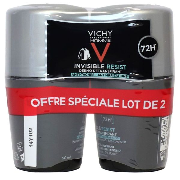 Homme Invisible Resist dermo-transpirant anti-taches 72h roll-on 2x50ml