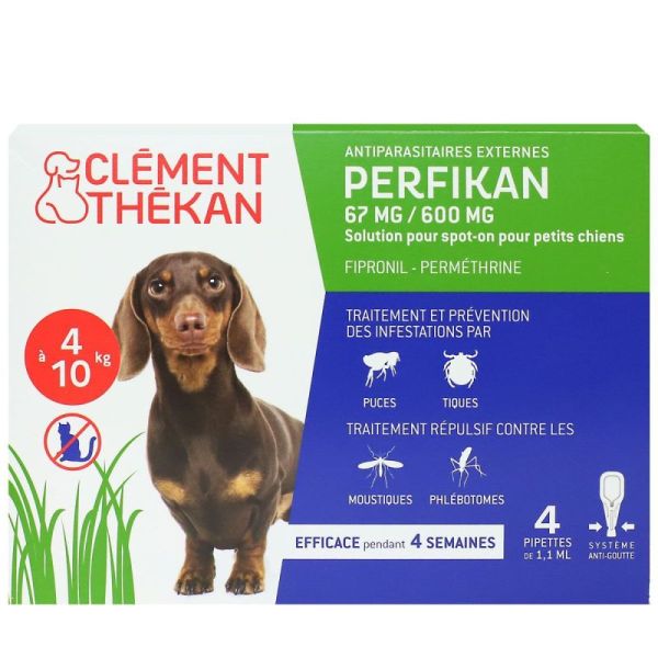 4 pipettes Perfikan chiens 4-10kg