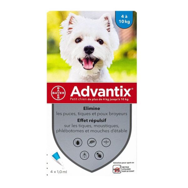 Advantix petit chien 4-10kg 4 pipettes