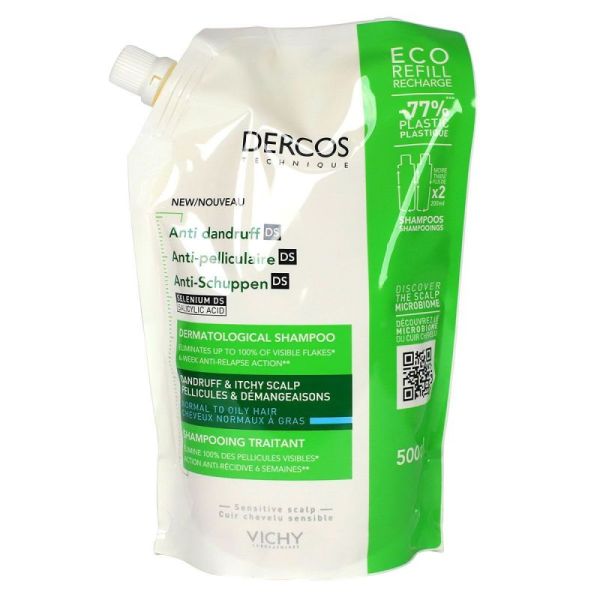 Shampooing éco-recharge antipelliculaire cheveux normaux 500ml