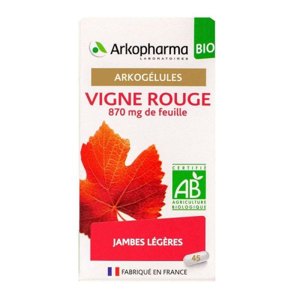 Arkogélules vigne rouge bio jambes légères 45 gélules