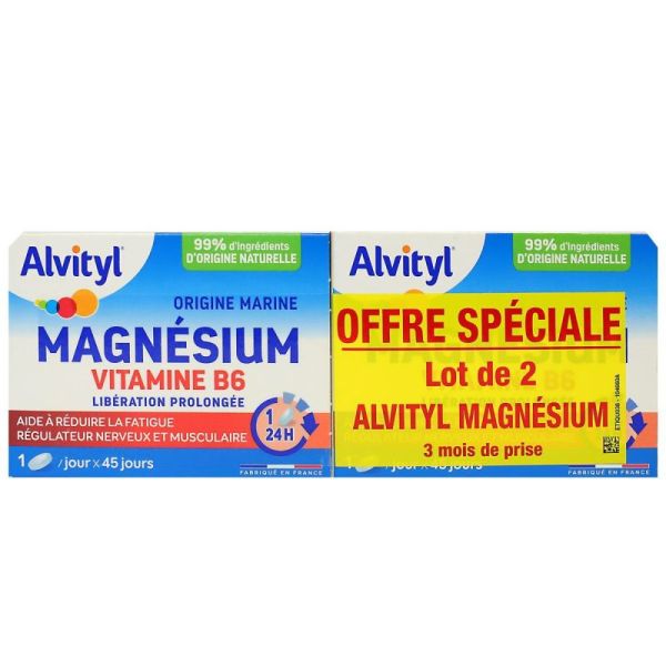 Magnésium marin vitamine B6 libération prolongée 2x45 comprimés