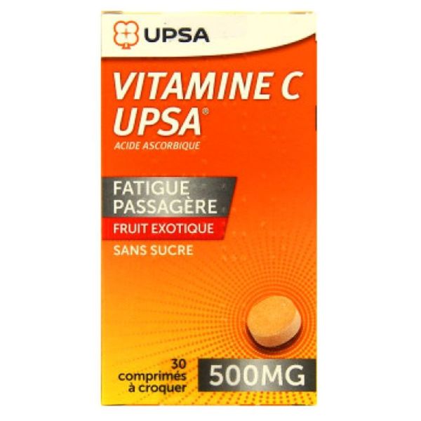 Vitamine C UPSA 500mg fatigue passagère fruit exotique 30 comprimés