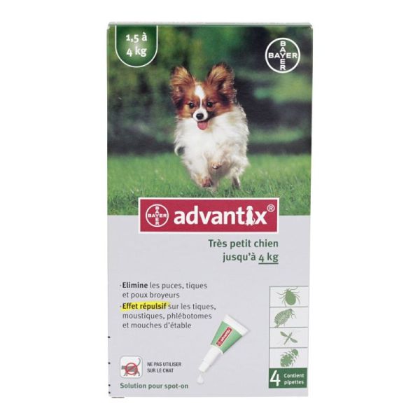 Advantix très petit chien de 1,5-4kg 4 pipettes