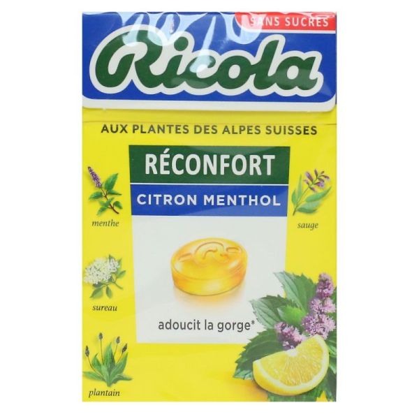 Pastilles à sucer Réconfort citron menthol sans sucres 50g