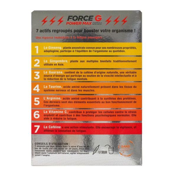 Force G Power Max formule renforcée 20 ampoules