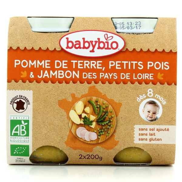 Petit pot menu pomme de terre petits pois & jambon 2x200g