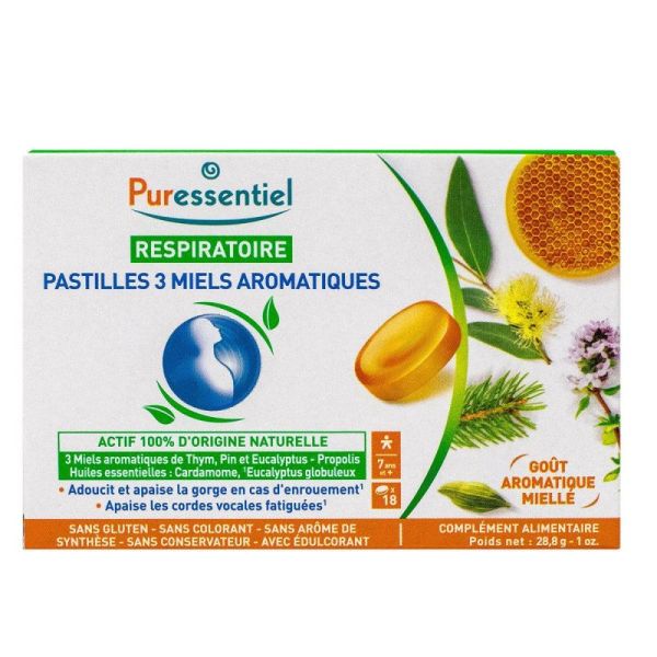 Respiratoire 18 pastilles 3 miels aromatiques