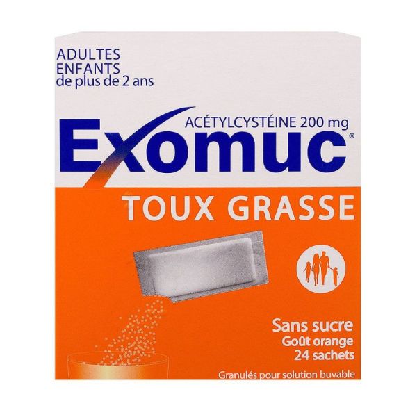 Exomuc 200mg goût orange 24 sachets