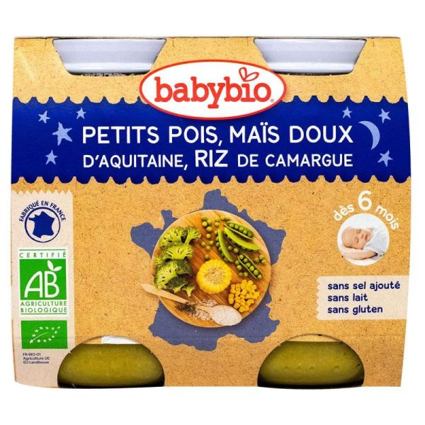 Petit pot Bonne Nuit Petits Pois Maïs Riz 2x200g